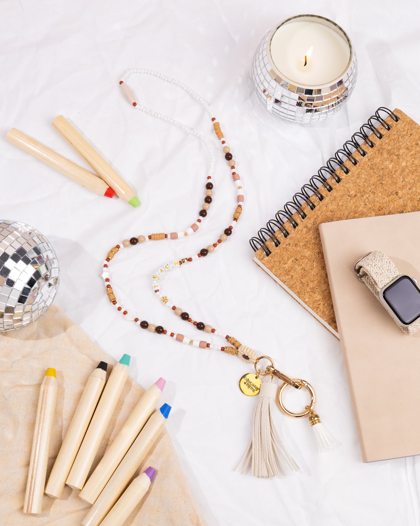 TEACH Teacher Beaded Lanyard - Boho Babe - Personalised Custom Name