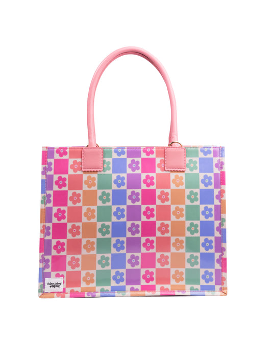 Ultimate Teacher Handbag Tote - Rainbow Flowers