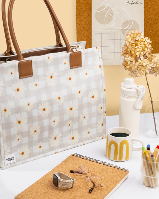 Ultimate Teacher Handbag Tote - Boho Daisies