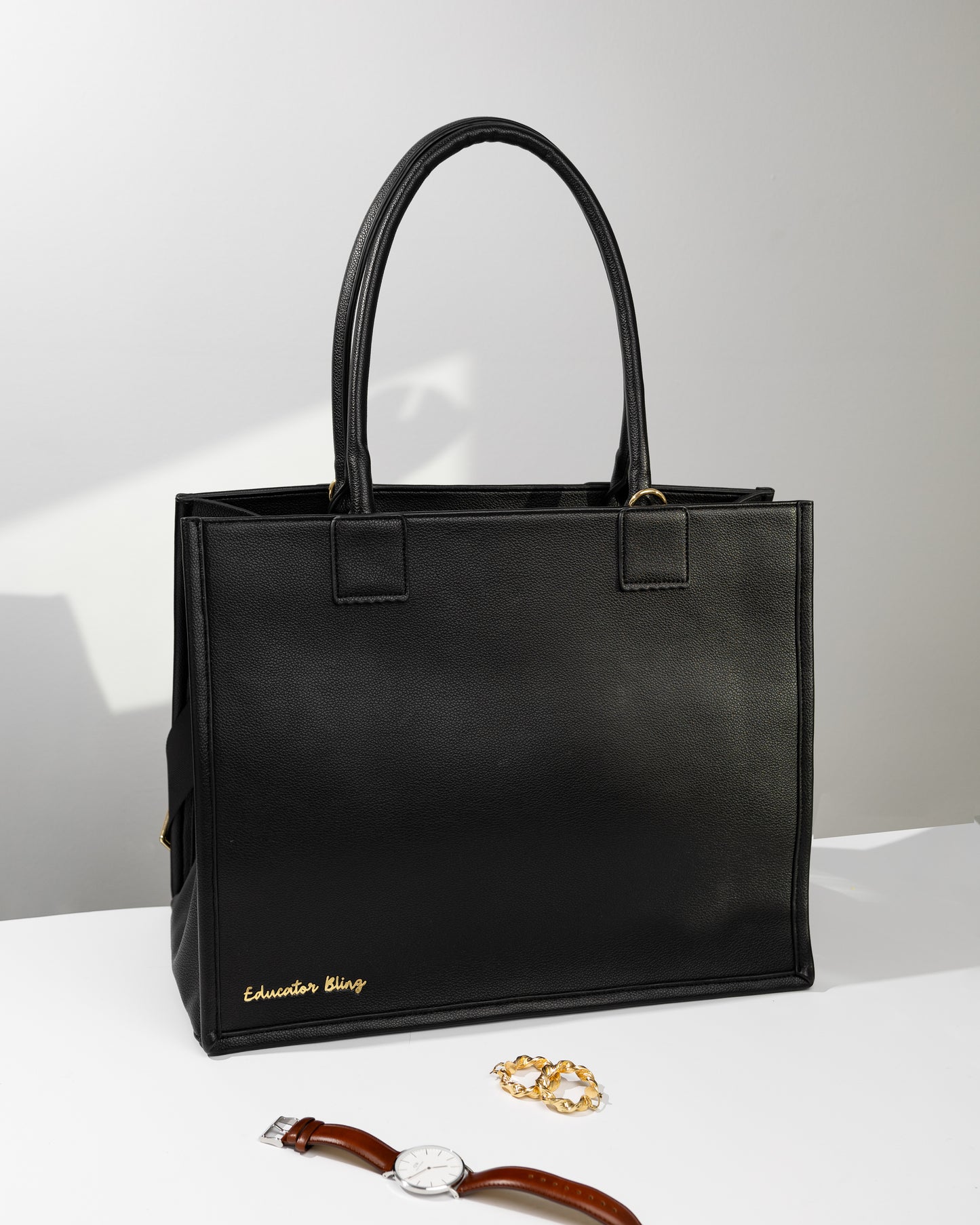 Ultimate Teacher Handbag Tote - Black Vegan Leather