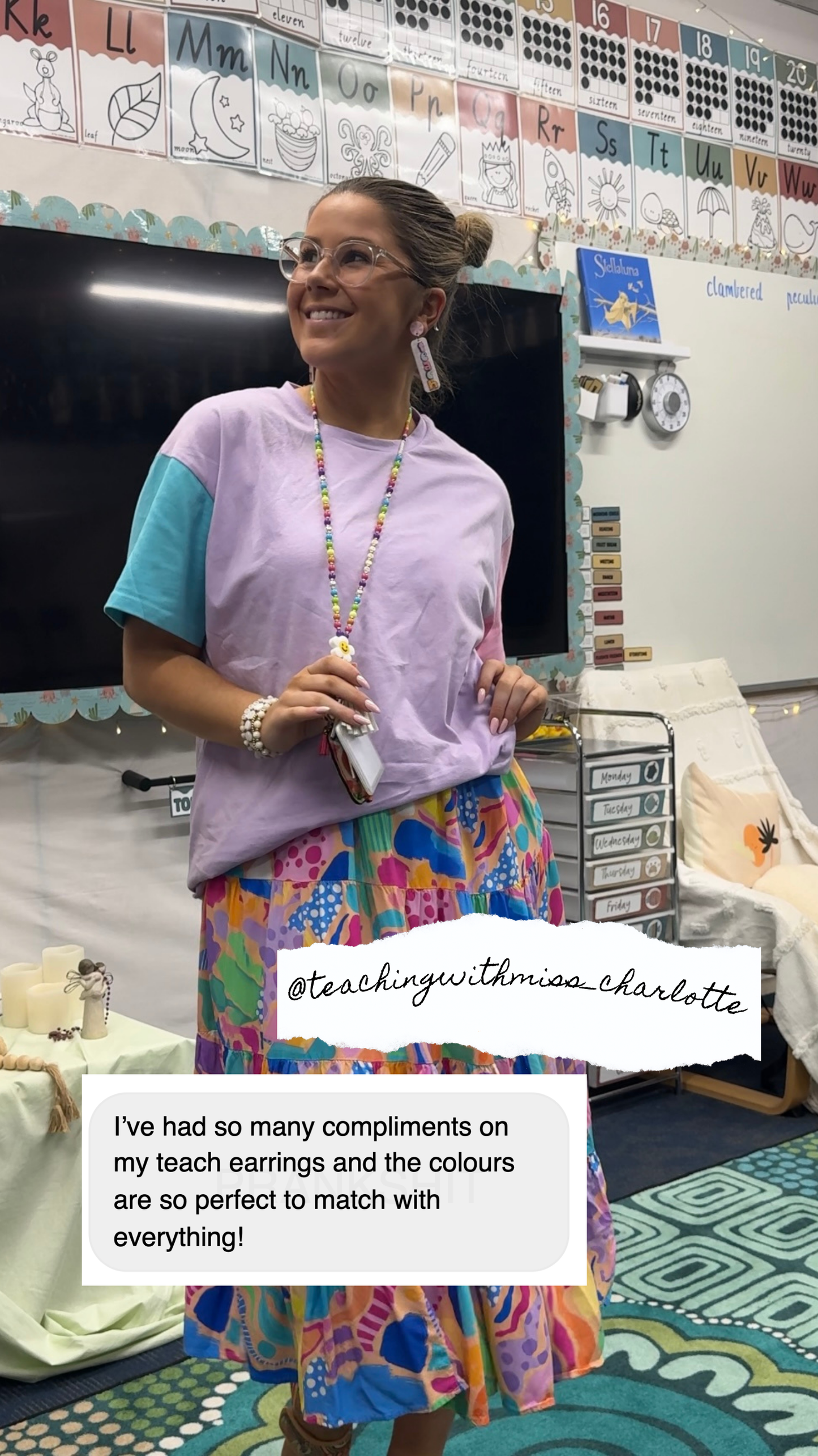 TEACH *PASTEL* Staple Teacher Earrings | Neutral Drop Dangle Acrylic Earrings