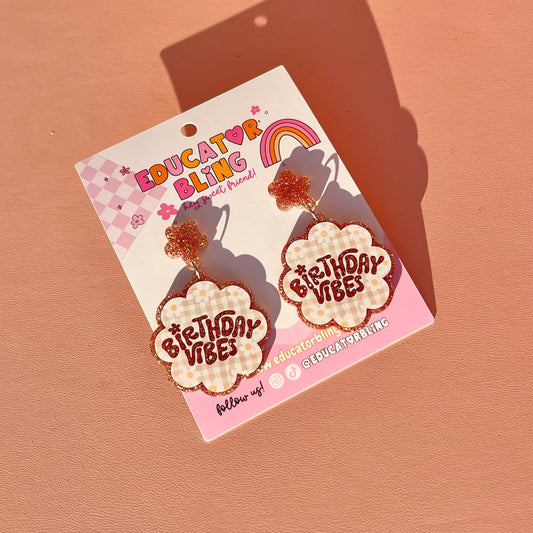 BIRTHDAY VIBES *BOHO* Teacher Earrings | Neutral Drop Dangle Acrylic Earrings
