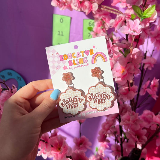 BIRTHDAY VIBES *BOHO* Teacher Earrings | Neutral Drop Dangle Acrylic Earrings