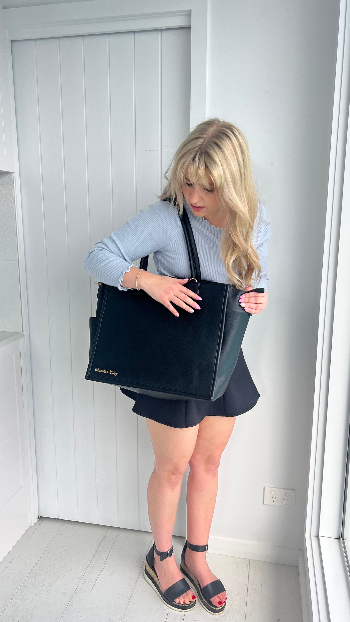 Ultimate Teacher Handbag Tote - Black Vegan Leather