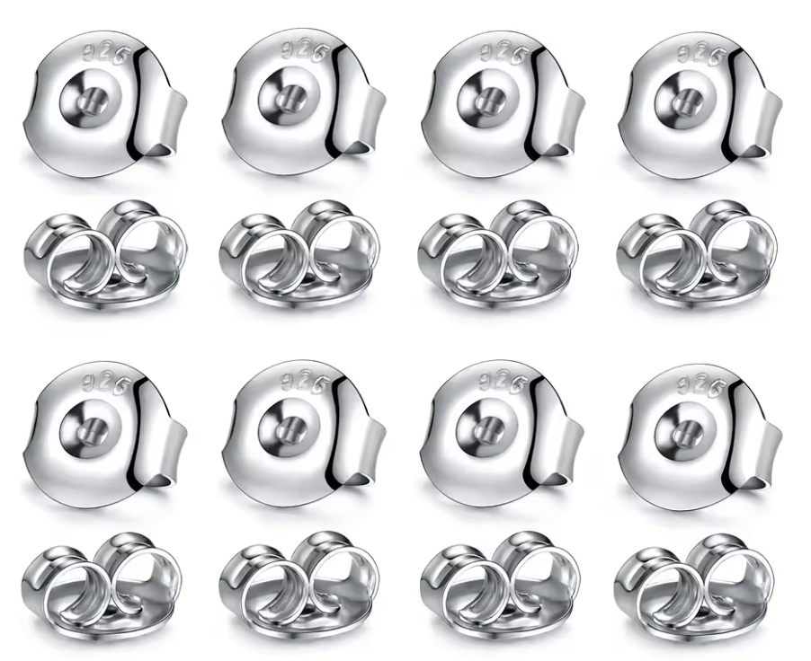 Set of 4 spare silver hypoallergenic earring backs – Educator Bling