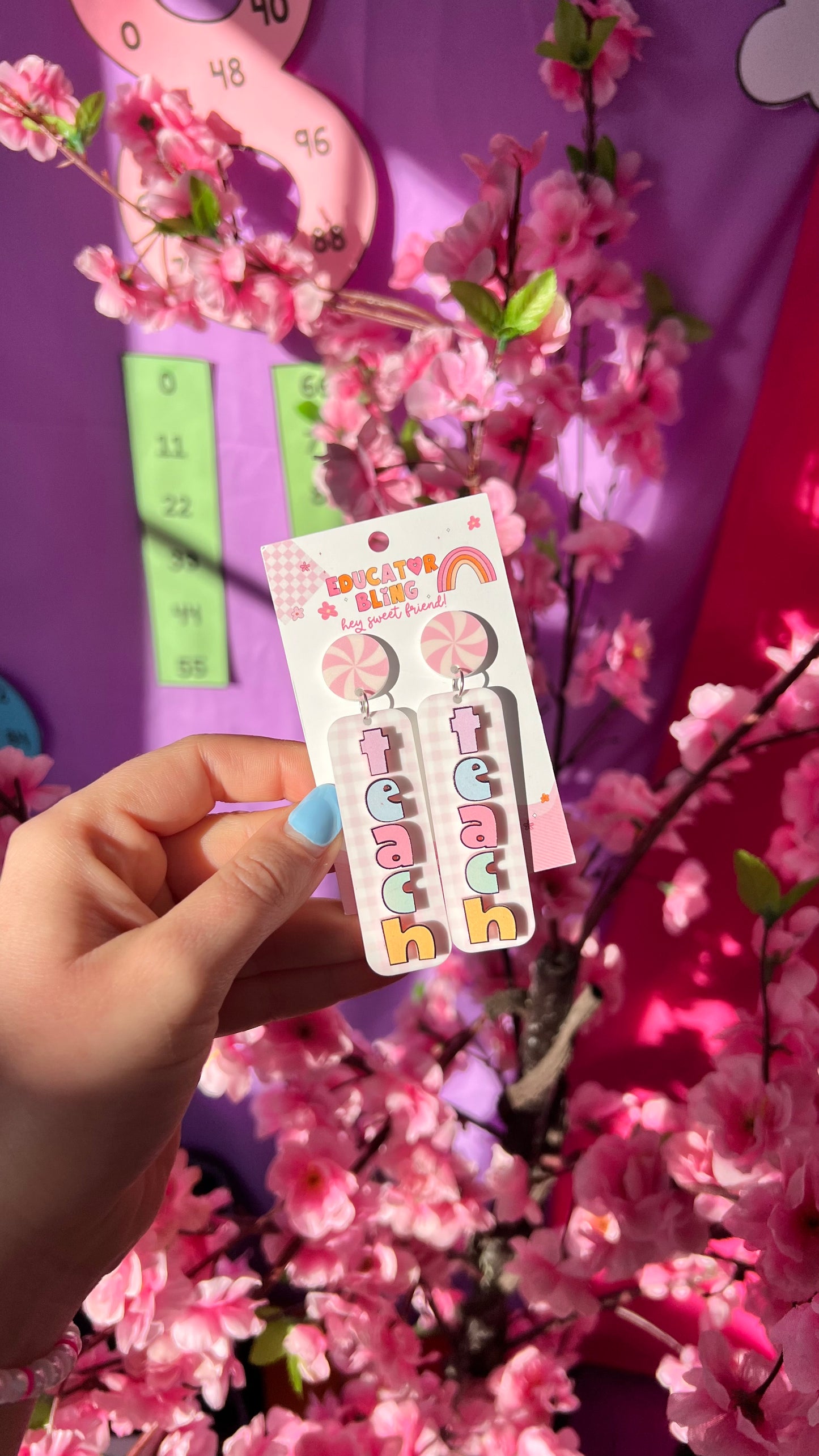 TEACH *PASTEL* Staple Teacher Earrings | Neutral Drop Dangle Acrylic Earrings