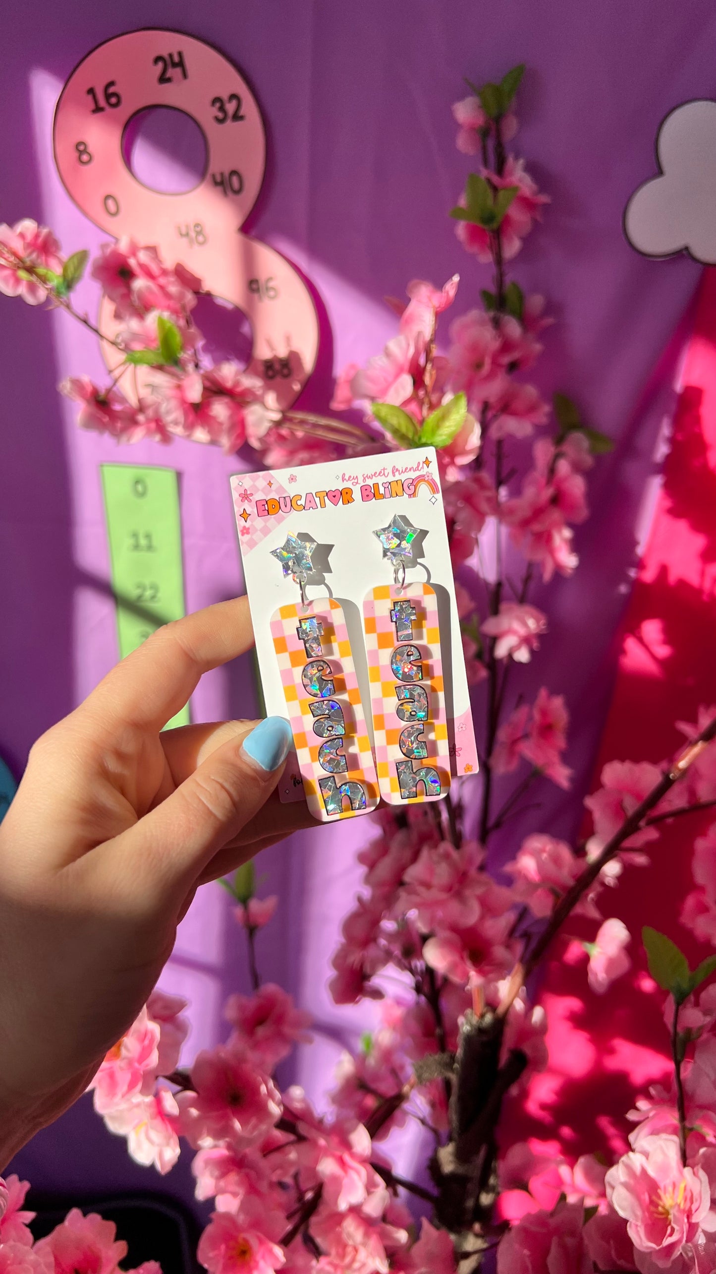 TEACH *SPARKLE* Staple Teacher Earrings | Colourful Drop Dangle Acrylic Earrings