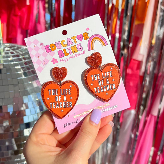 Life of a Teacher Earrings | Colourful Dangle Acrylic Earrings