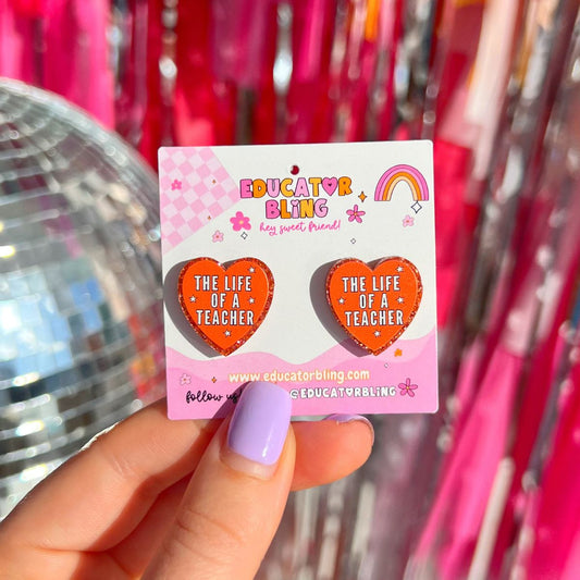 Life of a Teacher Earrings | Colourful Stud Acrylic Earrings