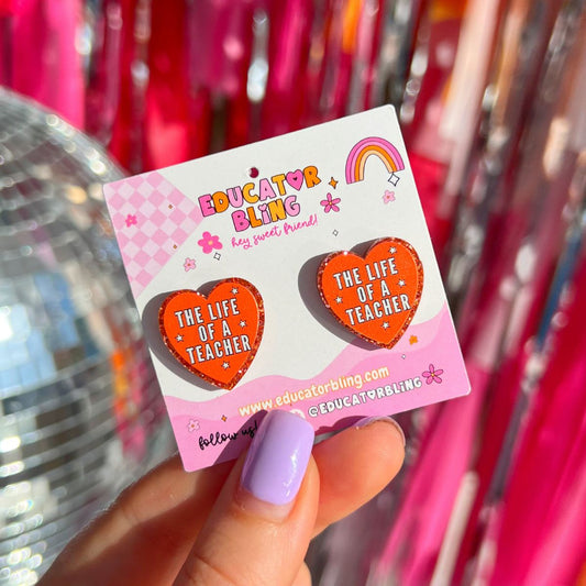 Life of a Teacher Earrings | Colourful Stud Acrylic Earrings