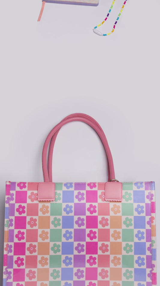 Ultimate Teacher Handbag Tote - Rainbow Flowers