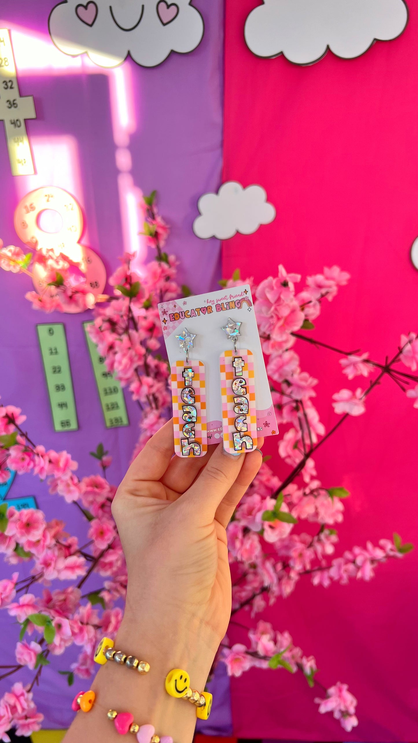 TEACH *SPARKLE* Staple Teacher Earrings | Colourful Drop Dangle Acrylic Earrings