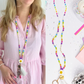 TEACH Teacher Beaded Lanyard - Rainbow Bright - Personalised Custom Name