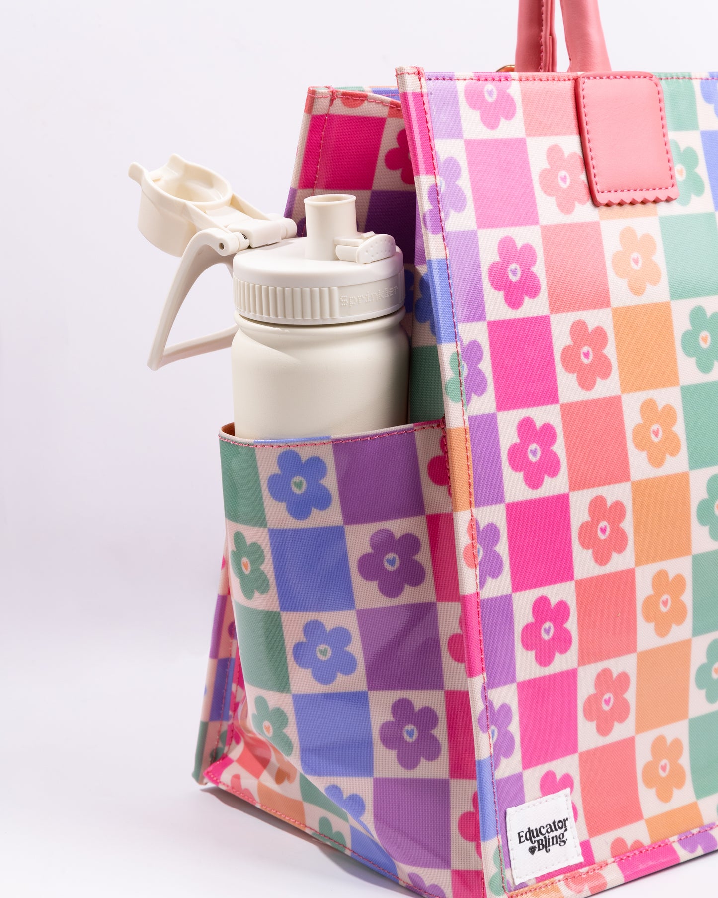 Ultimate Teacher Handbag Tote - Rainbow Flowers
