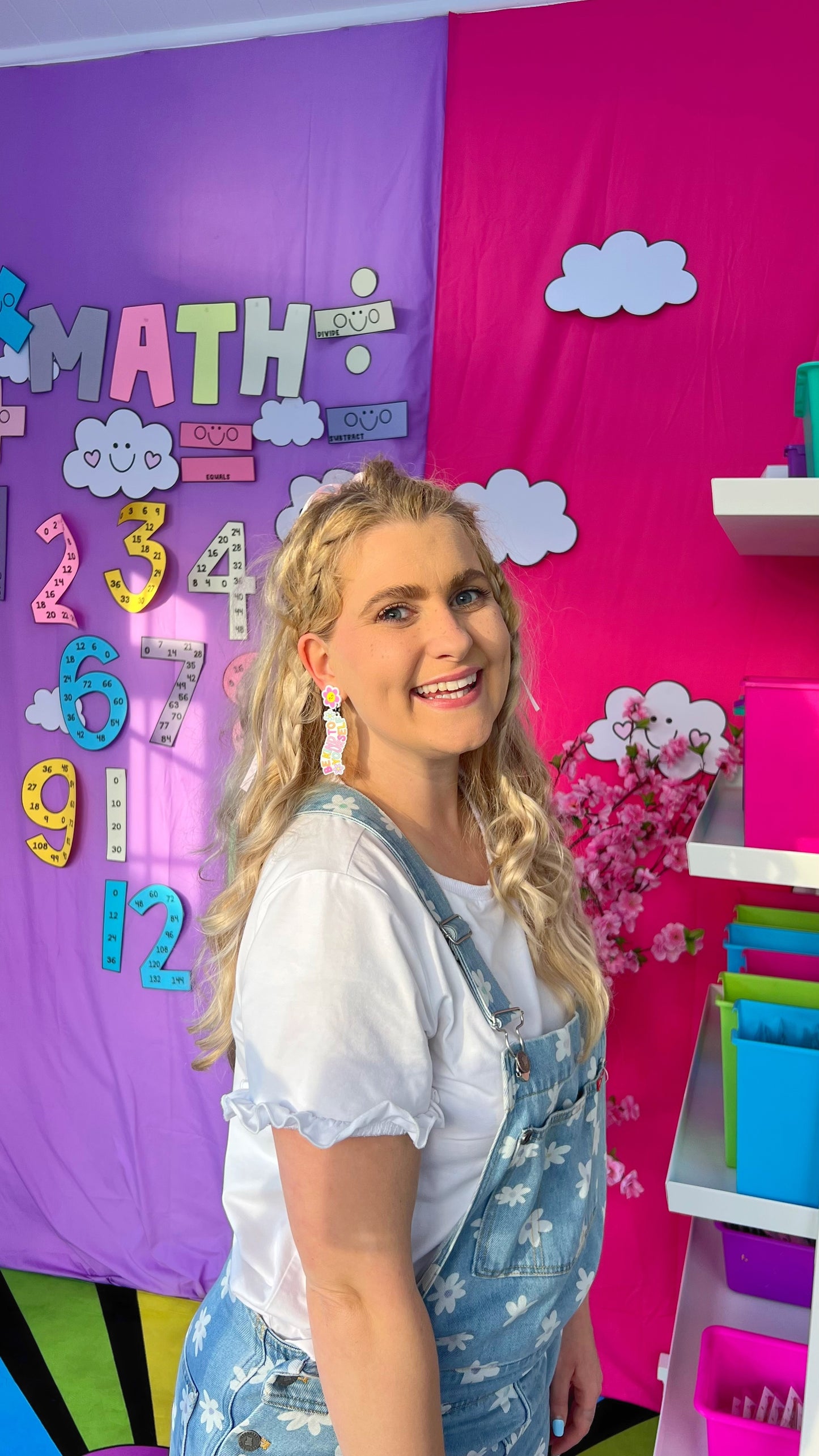 'Be Kind to Yourself' Teacher Earrings | Colourful Drop Dangle Acrylic Earrings