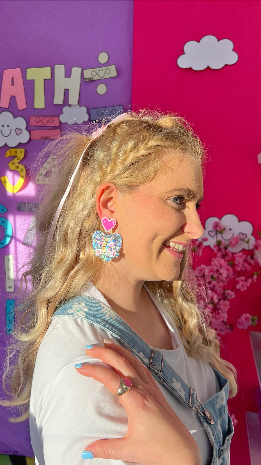 'Trust Yourself, Love Yourself' Teacher Earrings | Colourful Drop Dangle Acrylic Earrings