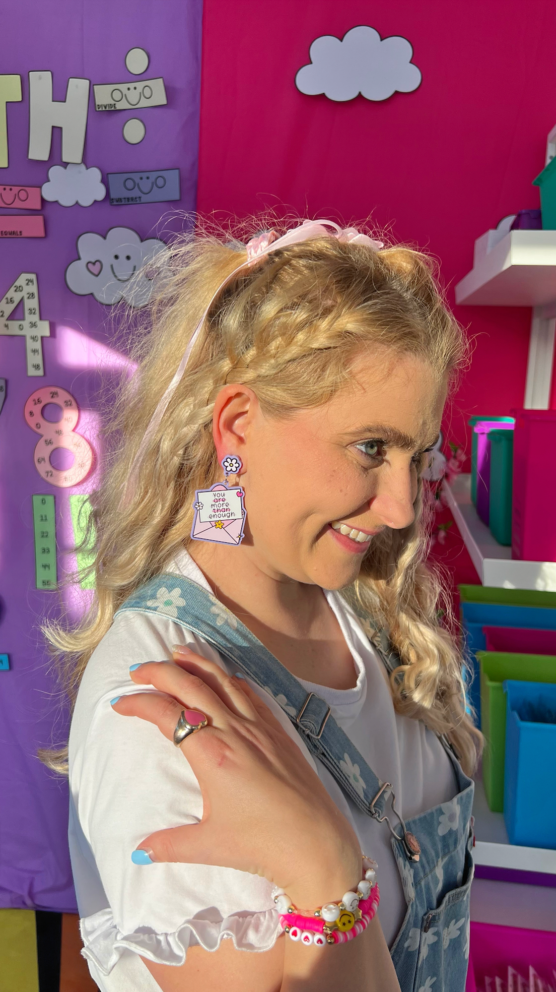 'You Are More Than Enough' Teacher Earrings | Colourful Drop Dangle Acrylic Earrings