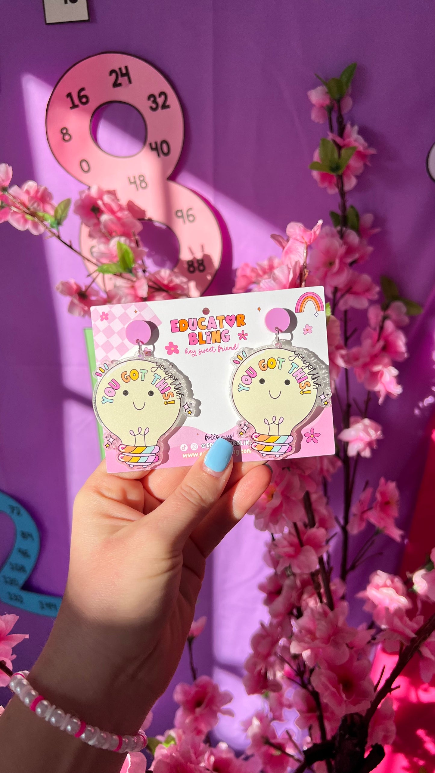 'You Got This' Teacher Earrings | Colourful Drop Dangle Acrylic Earrings