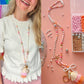 Personalised Teacher Beaded Lanyard - Pink & Orange - Custom Name
