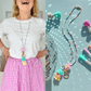 TEACH Teacher Beaded Lanyard - Pastel Rainbow