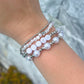Handmade silver beaded teacher bracelet with pearl accent – Educator Bling