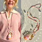 TEACH Teacher Beaded Lanyard - Pink and Orange Sunset Disco